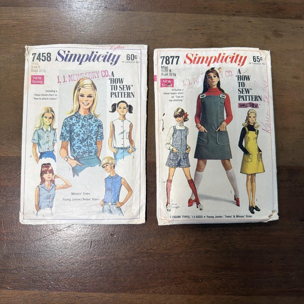 2- Vintage 1960S Simplicity Sewing Pattern Misses Size 8